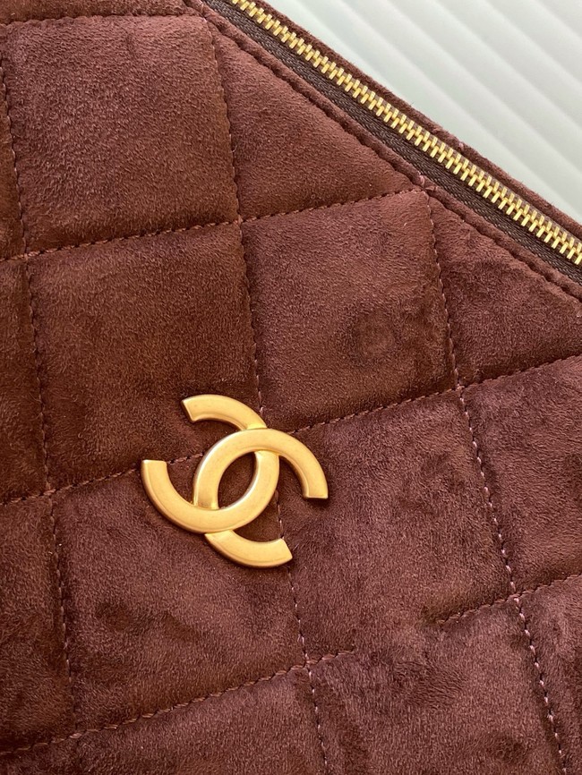 Chanel velvet Small Bowling Bag AS5792 dark brown