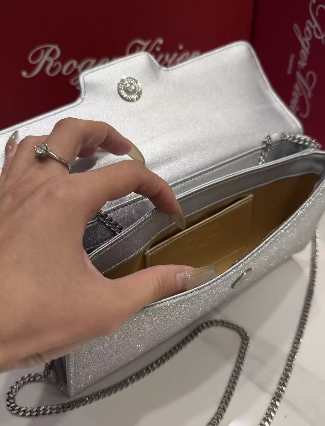 Roger Vivier Clutch Handbag V30261 Silver Roger Vivier Clutch Handbag V30261 Silver