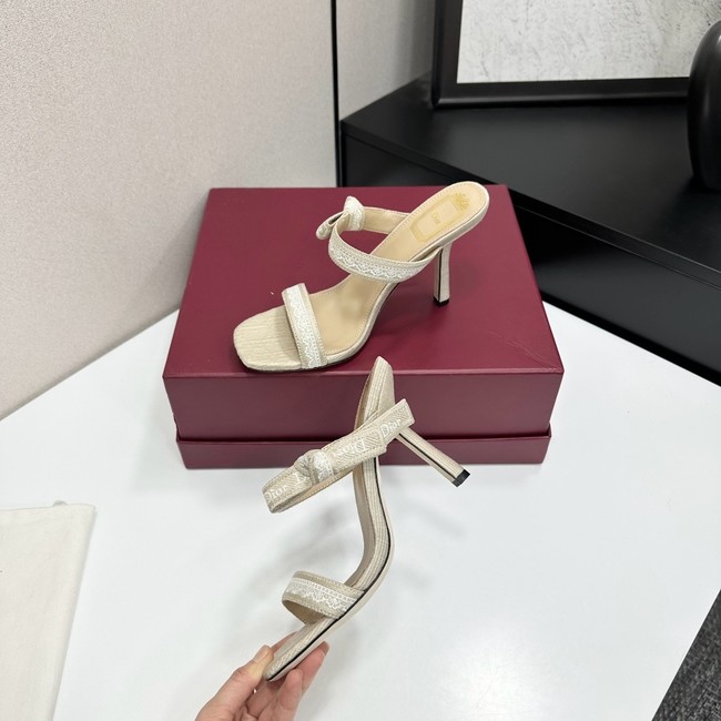 Dior Heeled Sandal with JAdior Straps Embroidered Cotton KCO538NV-2