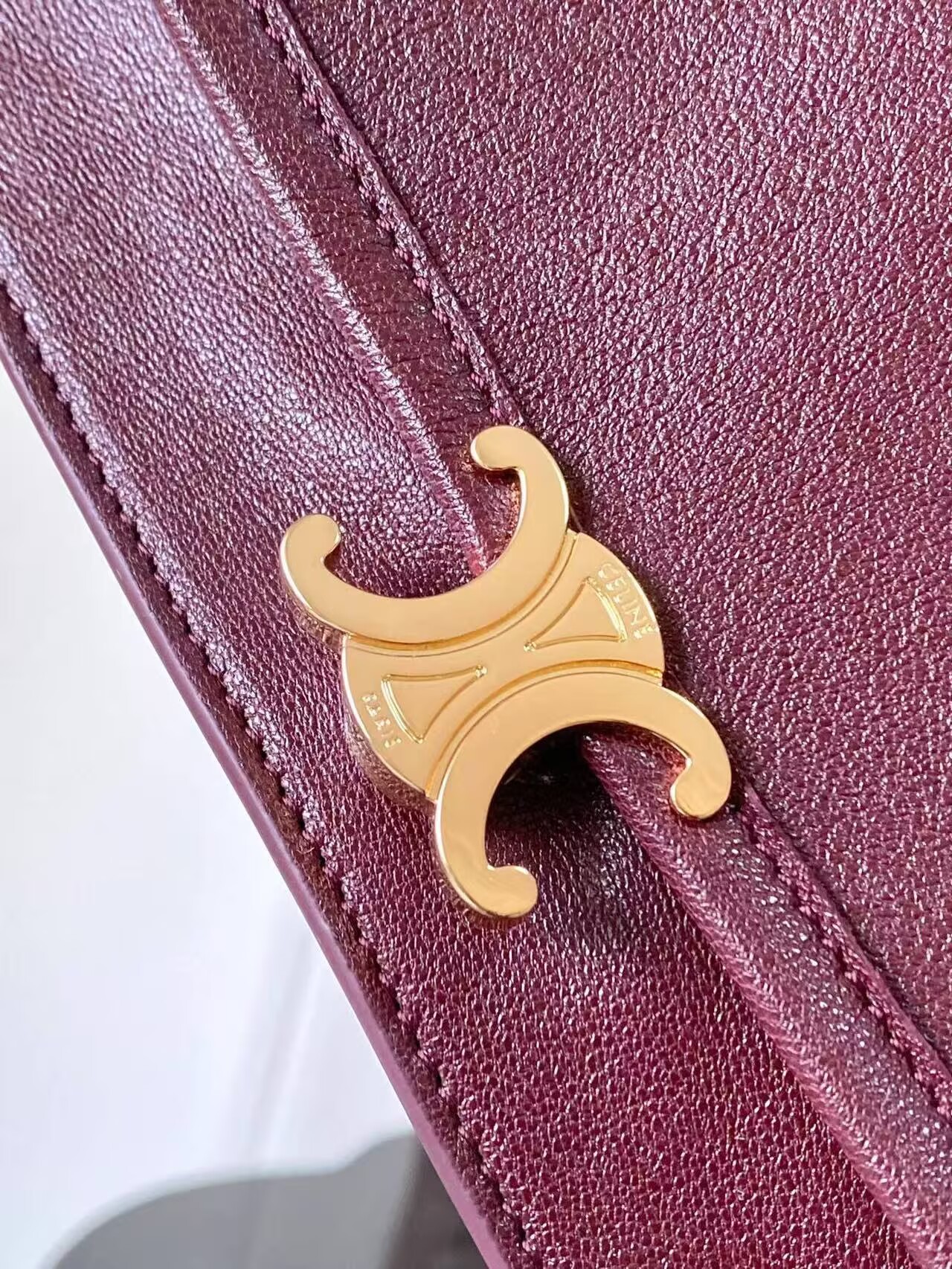 CELINE Original Leather Shoulder Bag C63201 Burgundy