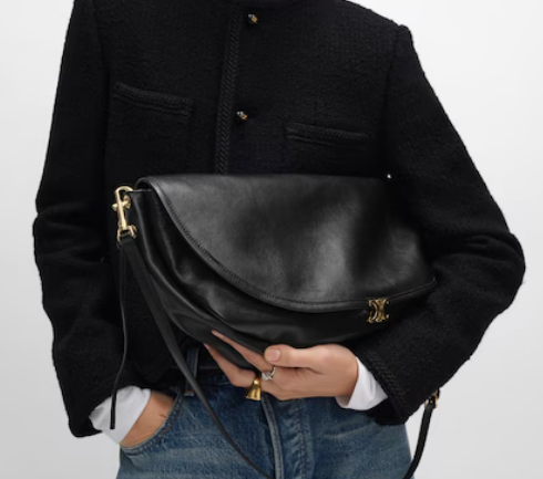 CELINE HALFMOON SOFT TRIOMPHE BAG IN SUPPLE SHINY LAMBSKIN 124142 black CELINE HALFMOON SOFT TRIOMPHE BAG IN SUPPLE SHINY LAMBSKIN 124142 black