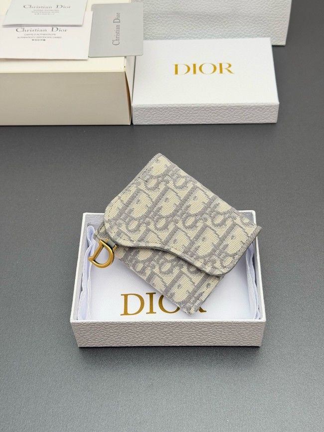 Dior Saddle Bloom Card Holder S5652 gray