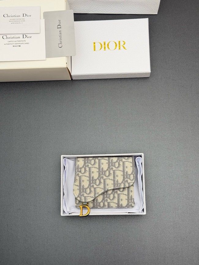 Dior Saddle Bloom Card Holder S5652 gray
