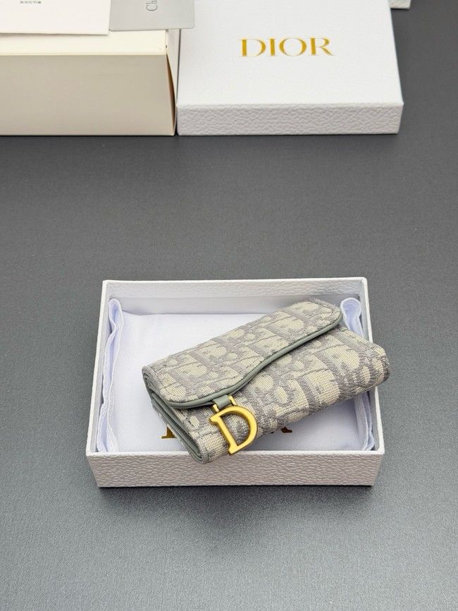Dior Saddle Bloom Card Holder S5652 gray