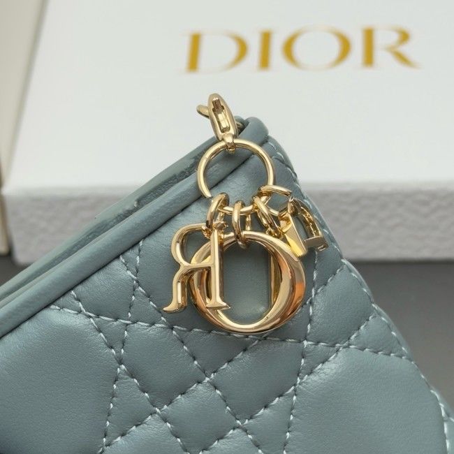 LADY DIOR LOTUS WALLET CANNAGE LAMBSKIN S0178 blue