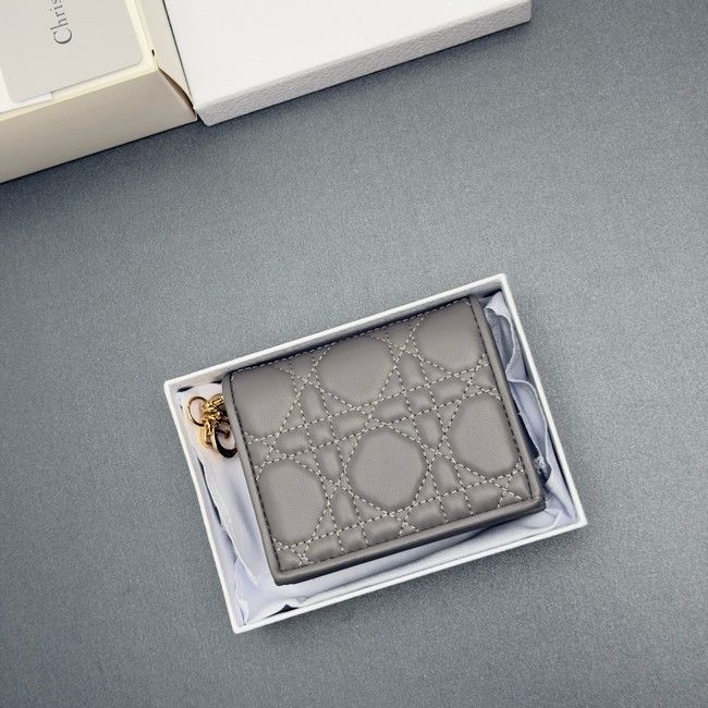 LADY DIOR LOTUS WALLET CANNAGE LAMBSKIN S0178 gray