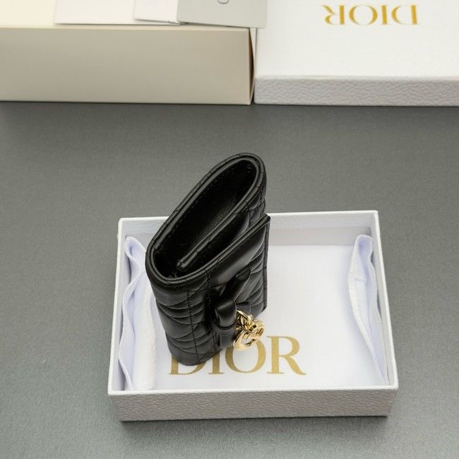 LADY DIOR LOTUS WALLET CANNAGE LAMBSKIN S2067 black