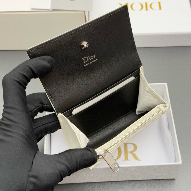LADY DIOR LOTUS WALLET CANNAGE LAMBSKIN S2067 white