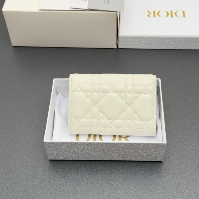 LADY DIOR LOTUS WALLET CANNAGE LAMBSKIN S2067 white