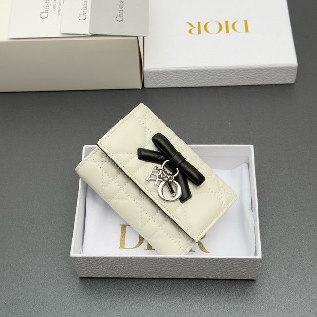 LADY DIOR LOTUS WALLET CANNAGE LAMBSKIN S2067 white
