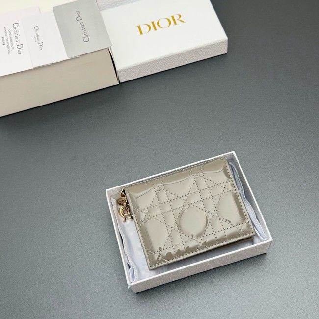 LADY DIOR LOTUS WALLET patent leather S0178 gray LADY DIOR LOTUS WALLET patent leather S0178 gray