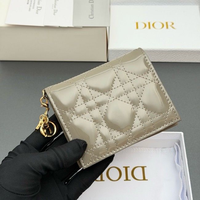 LADY DIOR LOTUS WALLET patent leather S0178 gray LADY DIOR LOTUS WALLET patent leather S0178 gray