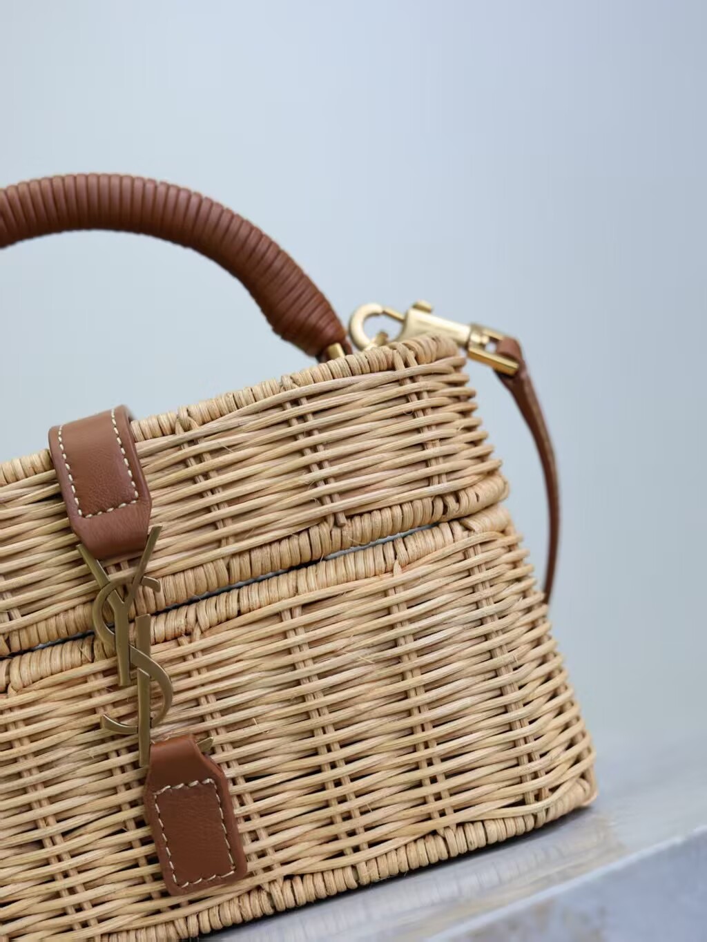 Yves Saint Laurent Rattan Woven Bag Y53021 Brown Yves Saint Laurent Rattan Woven Bag Y53021 Brown