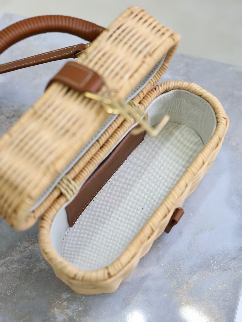 Yves Saint Laurent Rattan Woven Bag Y53021 Brown Yves Saint Laurent Rattan Woven Bag Y53021 Brown