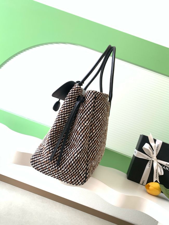 Chanel 26S Grained Calfskin Shopping Bag AS6289 black&Fabric