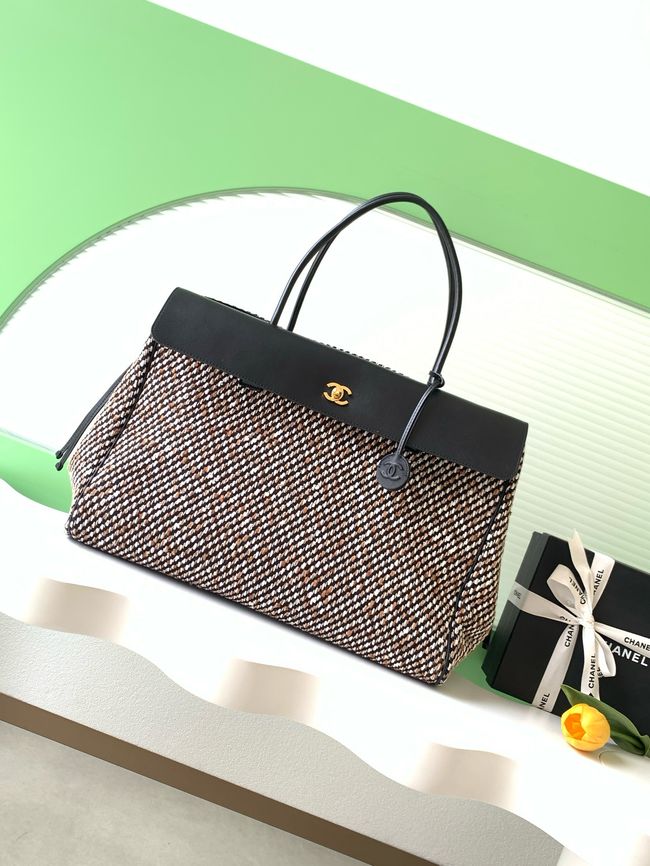 Chanel 26S Grained Calfskin Shopping Bag AS6289 black&Fabric Chanel 26S Grained Calfskin Shopping Bag AS6289 black&Fabric