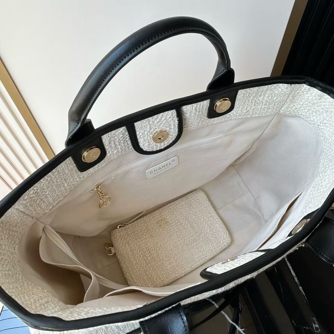 CHANEL Shopping Bag AS3251 white&black