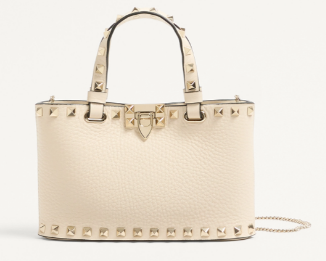 VALENTINO ROCKSTUD mini grained calfskin bag SHI16 Ivory VALENTINO ROCKSTUD mini grained calfskin bag SHI16 Ivory