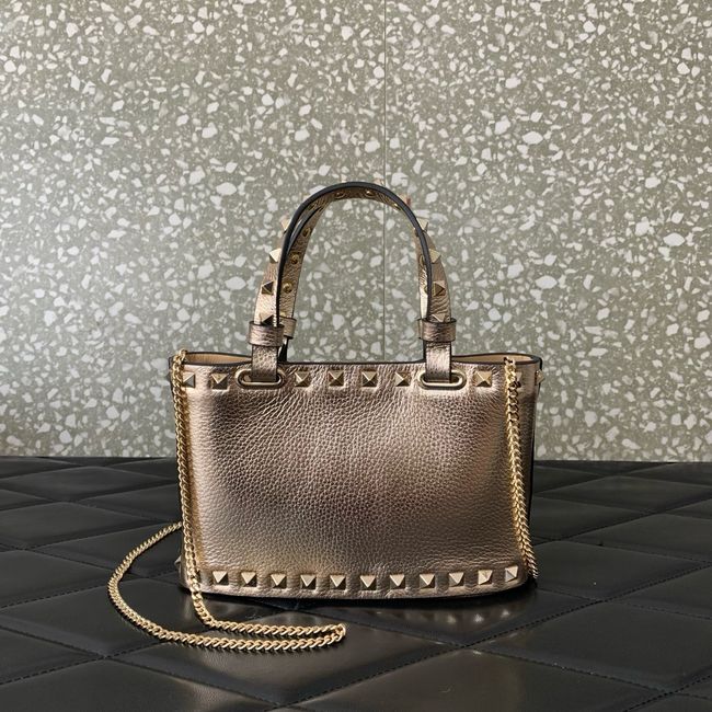 VALENTINO ROCKSTUD mini grained calfskin bag SHI16 Champagne gold