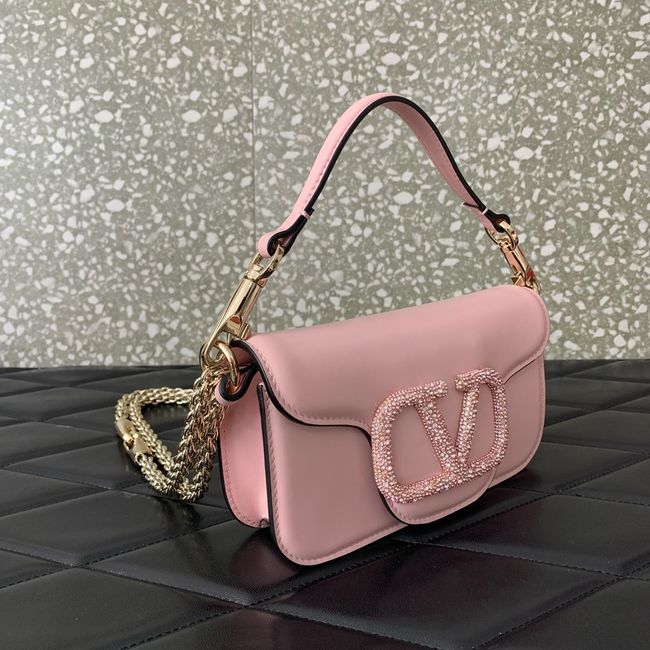 VALENTINO MINI LOCO imitation crystal shoulder bag WB0K53K Cherry blossom pink