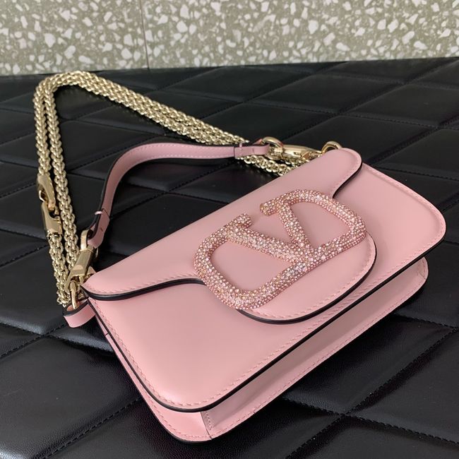 VALENTINO MINI LOCO imitation crystal shoulder bag WB0K53K Cherry blossom pink