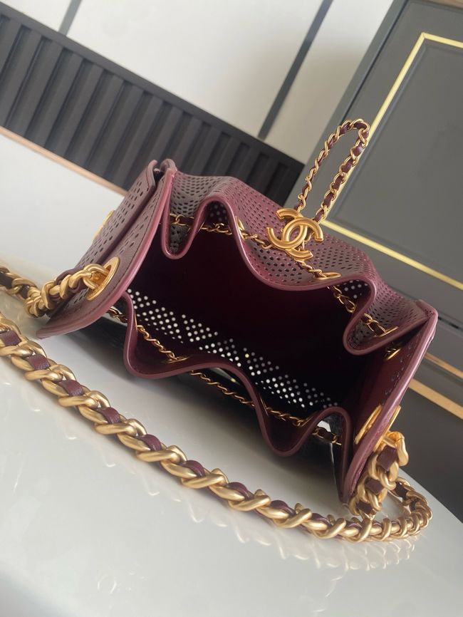 CHANEL 25 Mini Handbag AS5631 Burgundy
