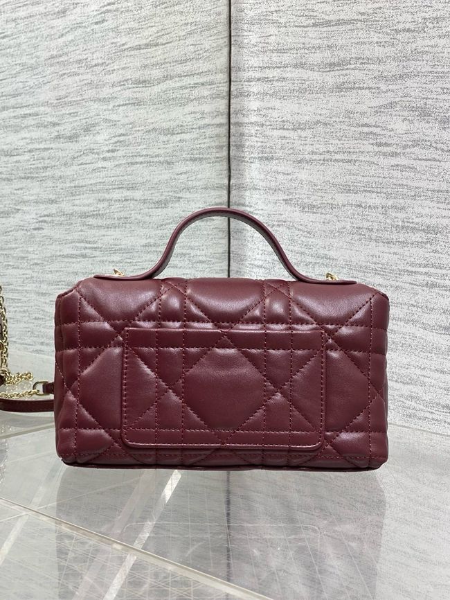My Dior Mini Bag Cannage patent leather S0985PU burgundy&Golden chain