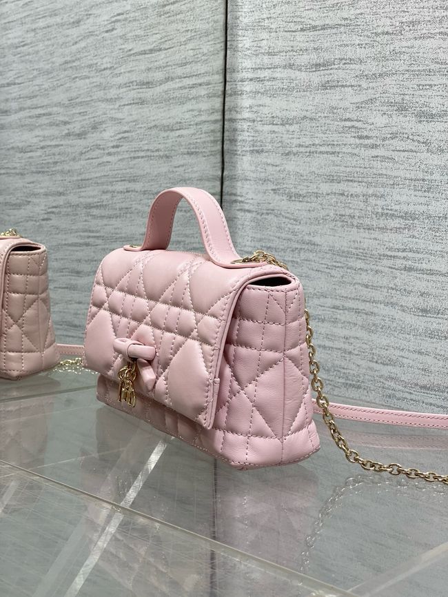 My Dior Mini Bag Cannage patent leather S0985PU pink&Golden chain My Dior Mini Bag Cannage patent leather S0985PU pink&Golden chain