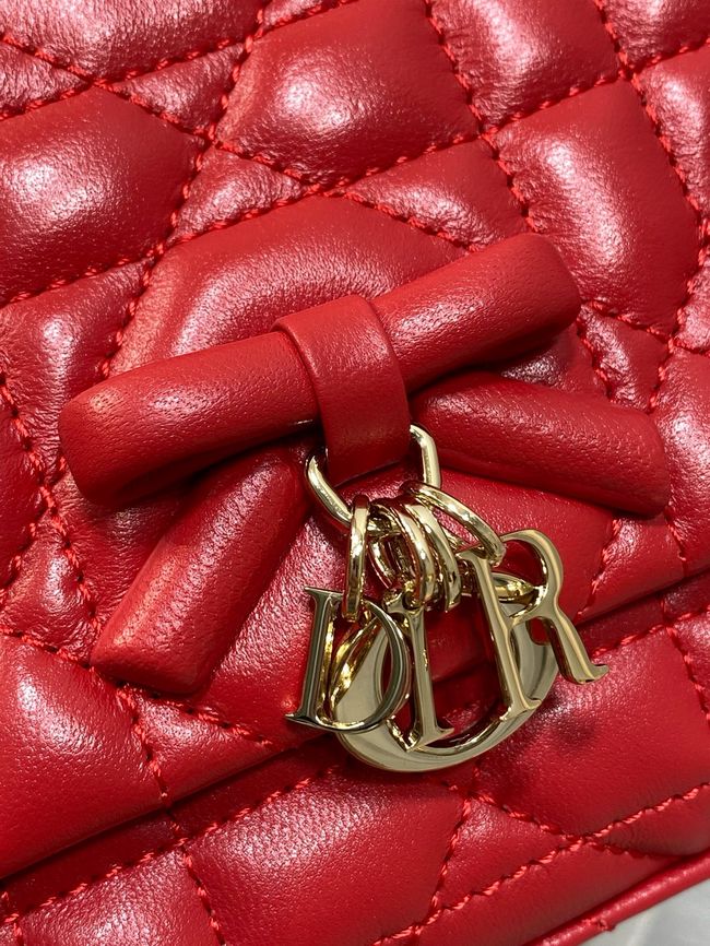 My Dior Mini Bag Cannage patent leather S0985PU red&Golden chain My Dior Mini Bag Cannage patent leather S0985PU red&Golden chain