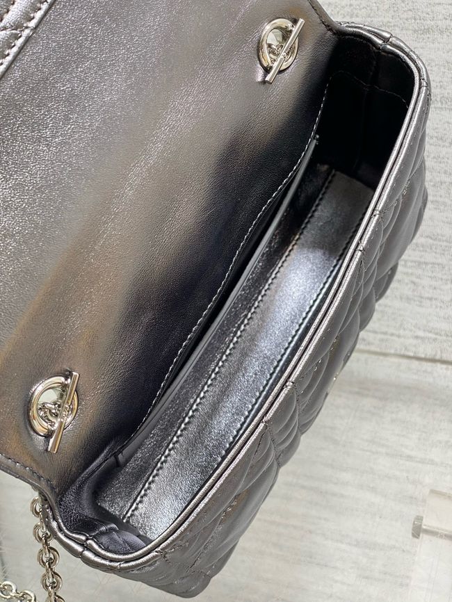My Dior Mini Bag Cannage patent leather S0985PU silver gray&silver chain