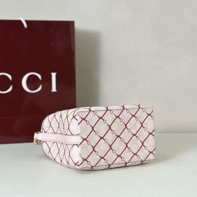 Gucci GG Emblem small bucket bag fabric 815118 pink Gucci GG Emblem small bucket bag fabric 815118 pink