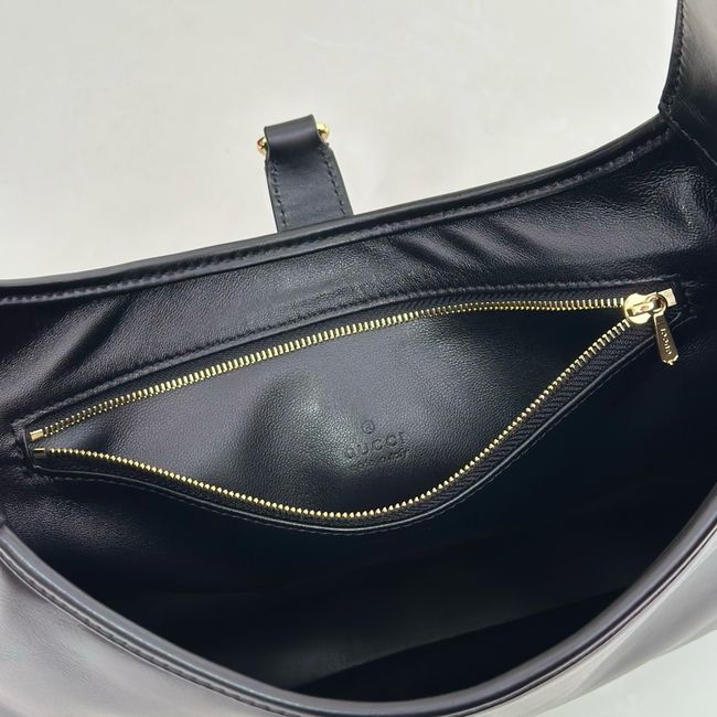 Gucci Jackie 1961 medium shoulder bag 863136 black hand-treated leather