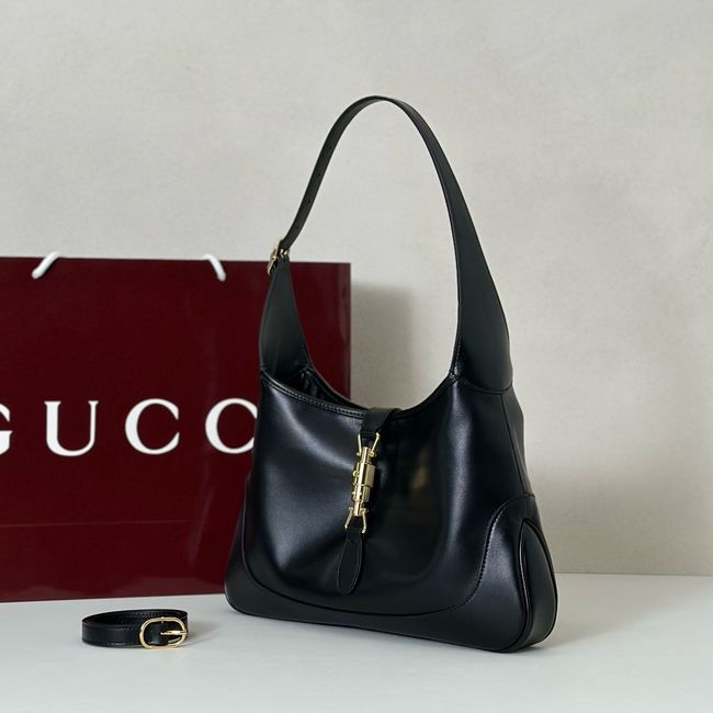 Gucci Jackie 1961 medium shoulder bag 863136 black hand-treated leather