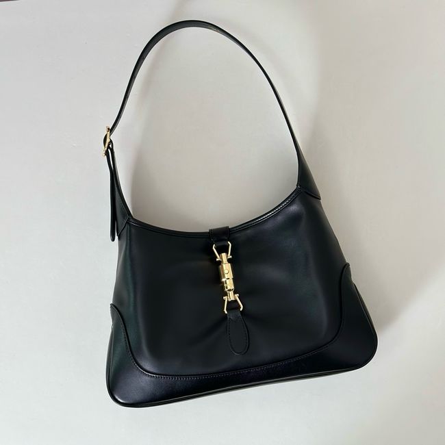 Gucci Jackie 1961 medium shoulder bag 863136 black hand-treated leather