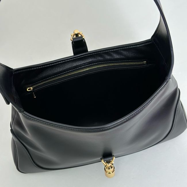 Gucci Jackie 1961 medium shoulder bag 863136 black hand-treated leather