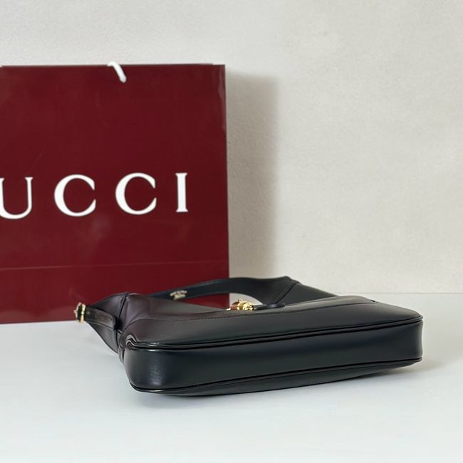 Gucci Jackie 1961 medium shoulder bag 863136 black hand-treated leather