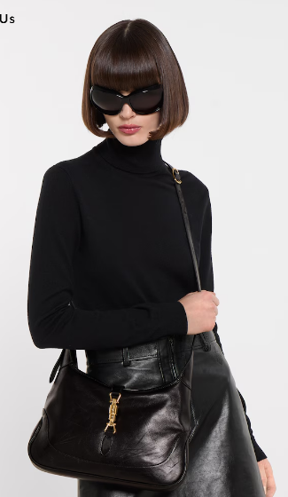 Gucci Jackie 1961 medium shoulder bag 863136 black hand-treated leather