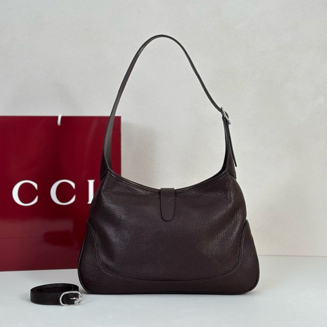 Gucci Jackie 1961 medium shoulder bag leather 863136 dark brown