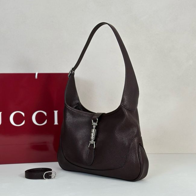 Gucci Jackie 1961 medium shoulder bag leather 863136 dark brown