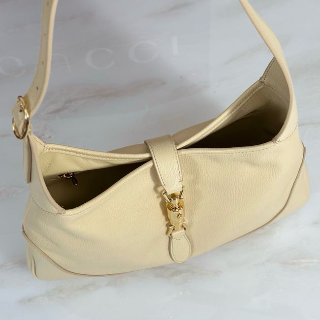 Gucci Jackie 1961 medium shoulder bag leather 863136 light yellow