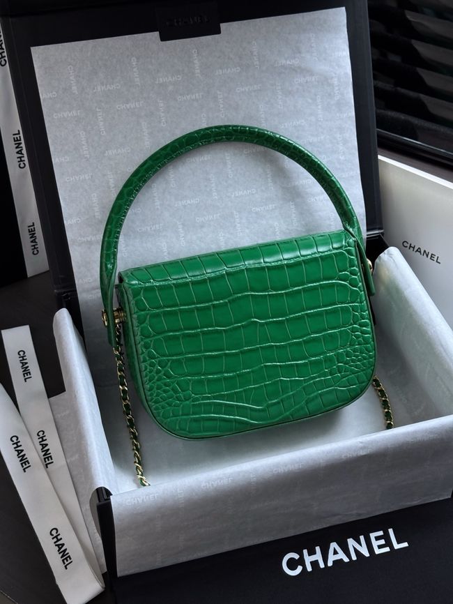 CHANEL Mini Flap Bag with Top Handle AS6424 green