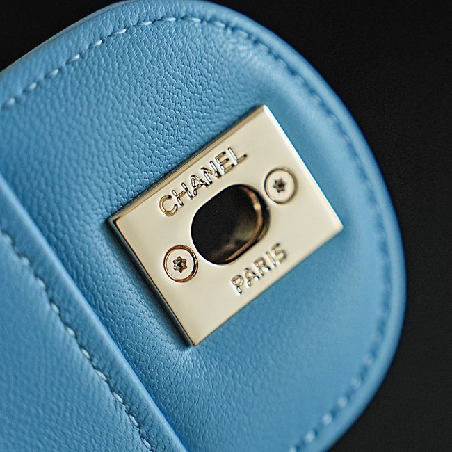 CHANEL Small Flapbag Braided Straw AS6017 blue CHANEL Small Flapbag Braided Straw AS6017 blue