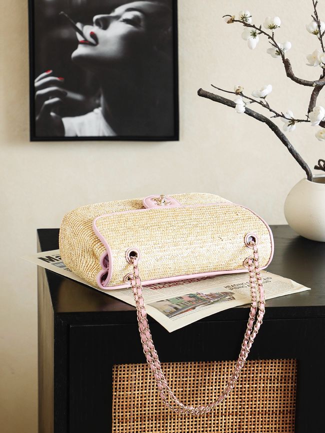 CHANEL medium Flapbag Braided Straw 66992 light purple