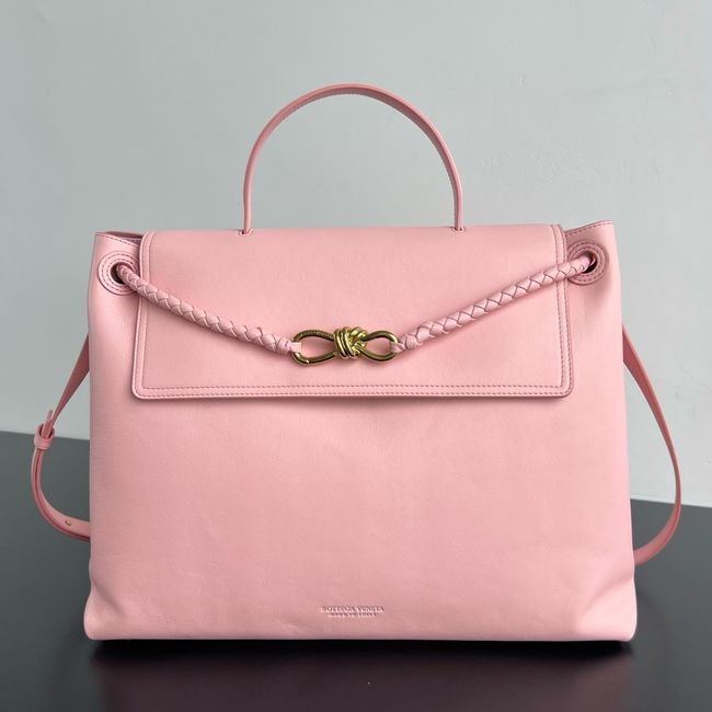 Bottega Veneta Andiamo Pepites Leather Large Bag 12272 pink