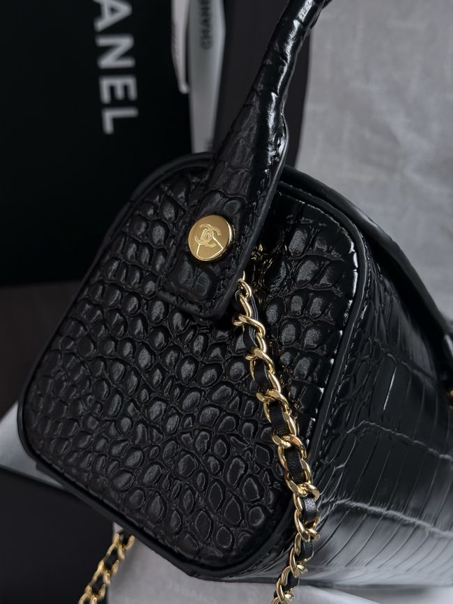 Chanel Clutch with chain Crocodile Embossed AP5294 dark gray