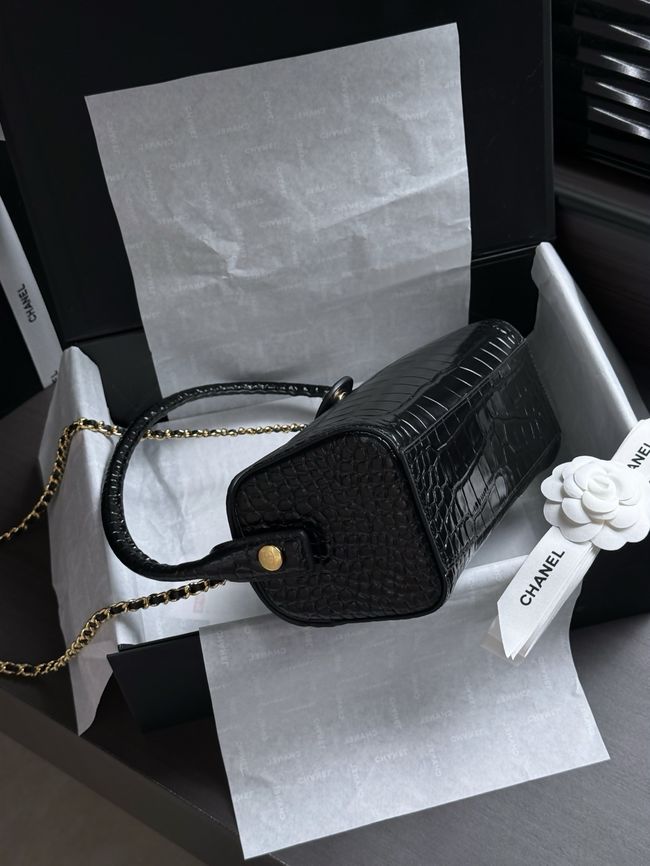Chanel Clutch with chain Crocodile Embossed AP5294 dark gray