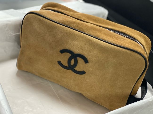 Chanel Large Suede Calfskin Zipped Pouch AP5267 brown Chanel Large Suede Calfskin Zipped Pouch AP5267 brown