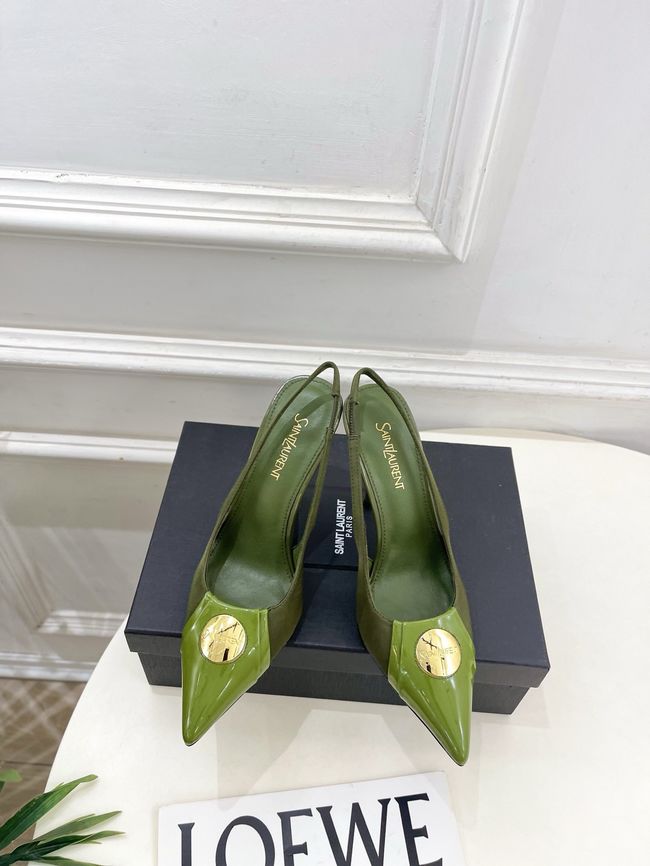 Saint Laurent LOUIS slingback pumps in patent leather and satin CN1000-1