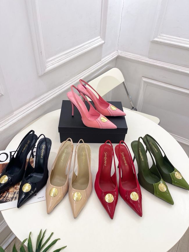 Saint Laurent LOUIS slingback pumps in patent leather and satin CN1000-1