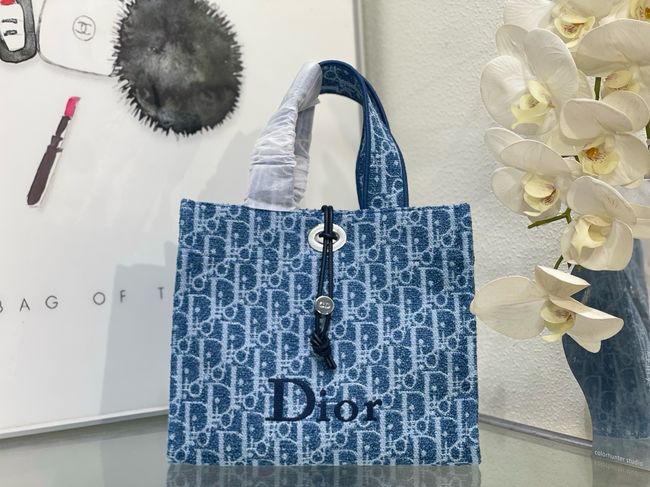 Dior Promenade Shopping Bag Oblique Jacquard  M1415 blue